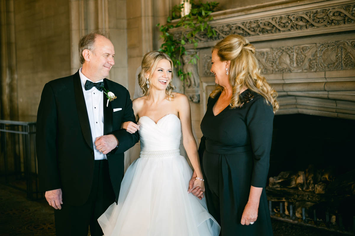 Bride and her parents on her wedding day.