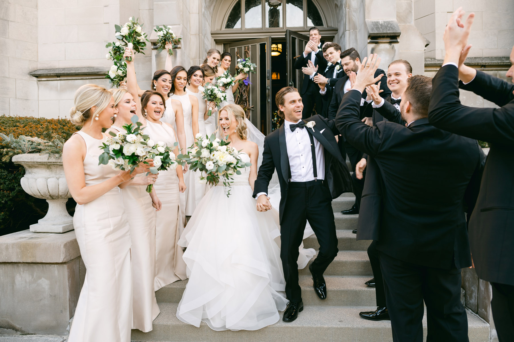 Happy couple ceremony exit.