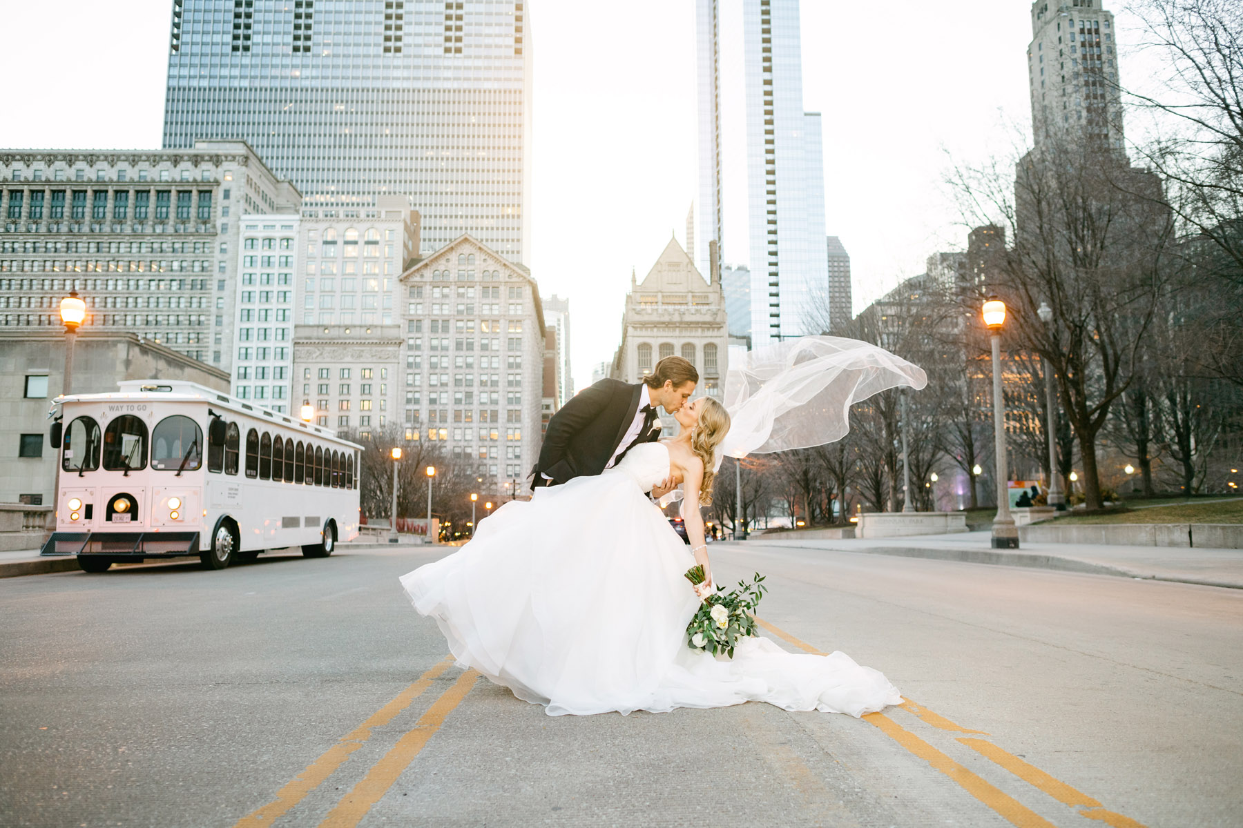 Happy couple dancing for wedding photos at the Art Institute of Chicago Wedding