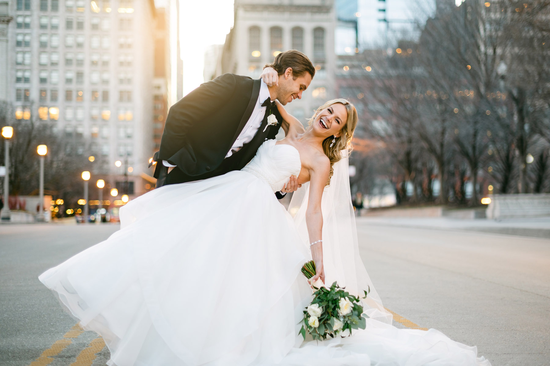Happy couple dancing for wedding photos at the Art Institute of Chicago Wedding