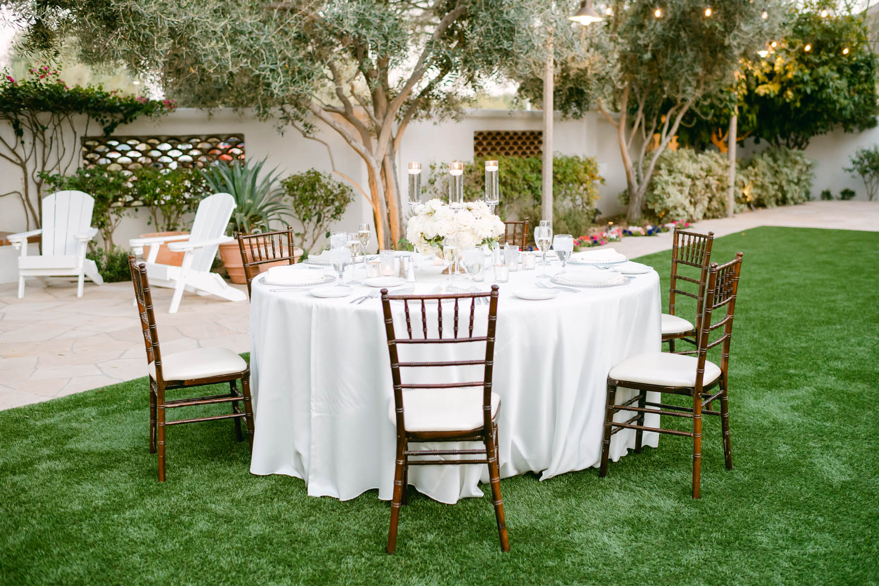 Table setting for wedding reception.
