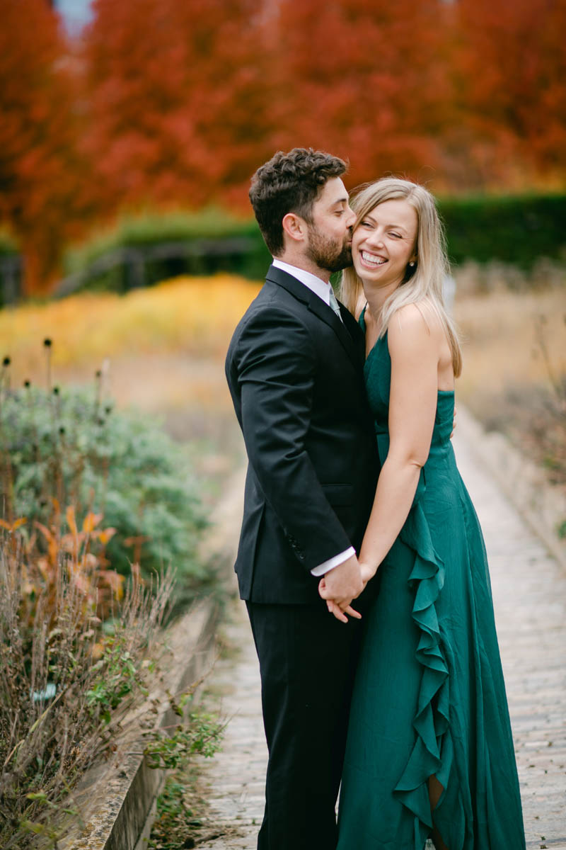fall millennium park engagement photo
