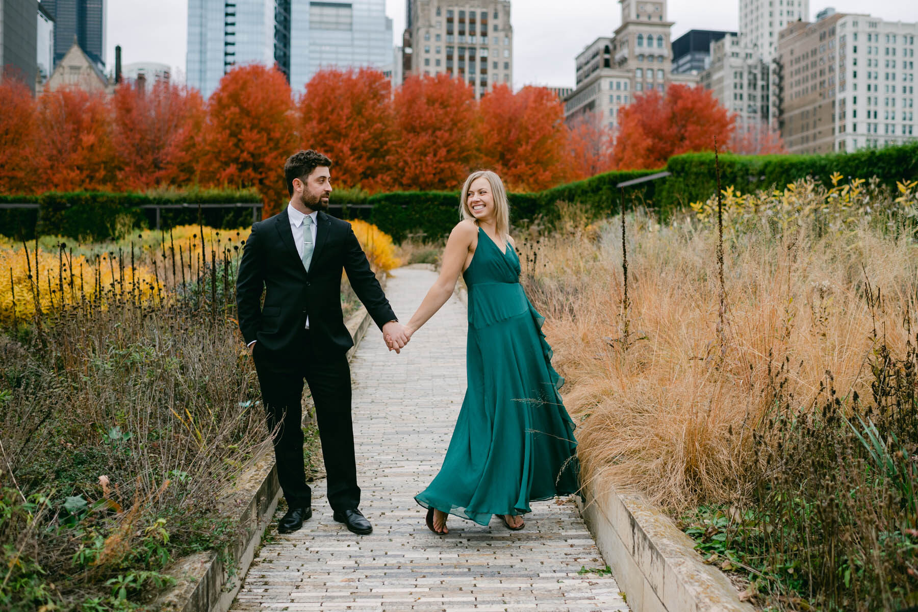 chicago fall colors engagement