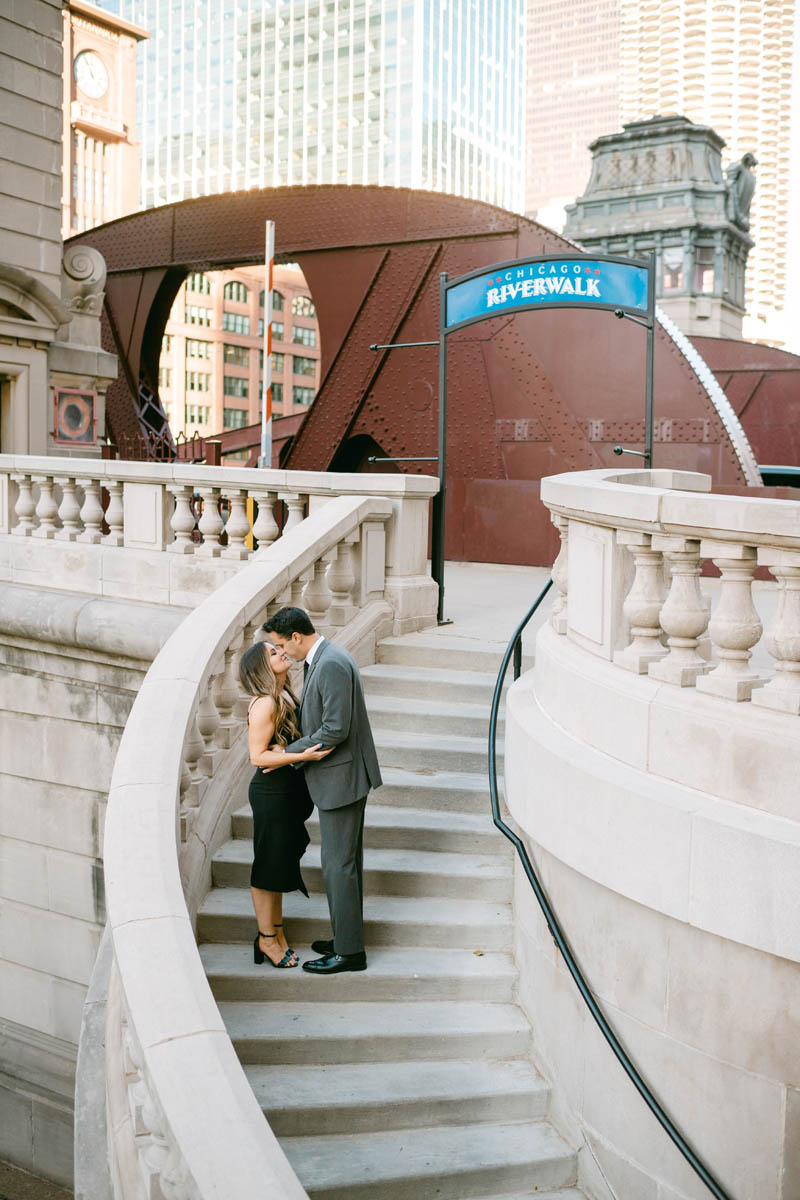 Chicago Bridge Engagement Photo