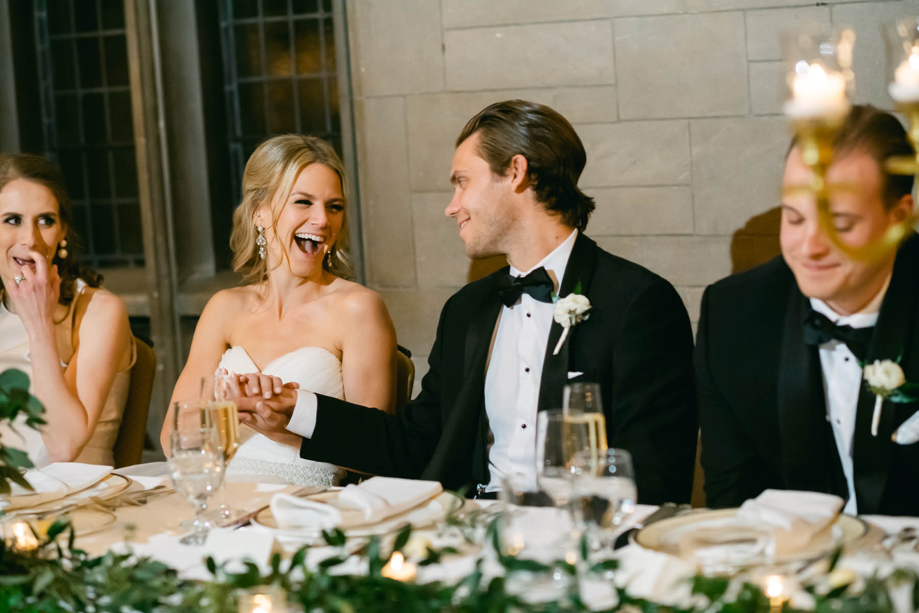 Couple toasting at the University Club of Chicago.