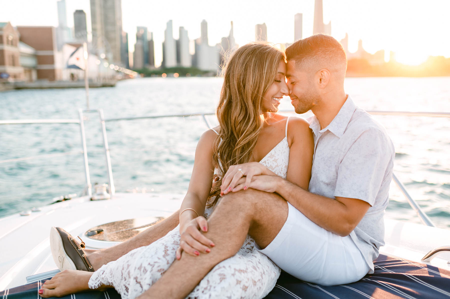 sunset engagement, light and airy wedding photographer