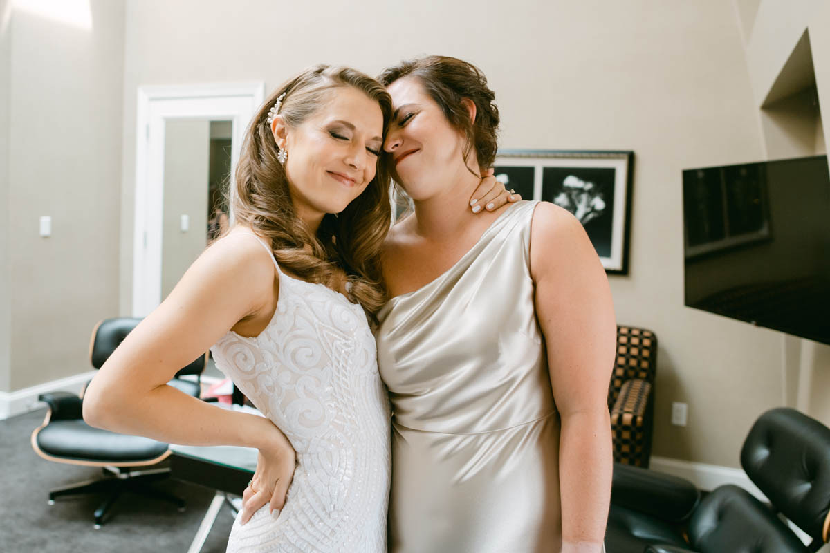 bride and maid of honor