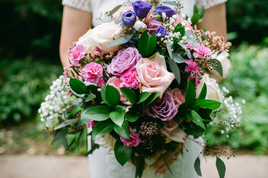 pink and purple bridal bouquet