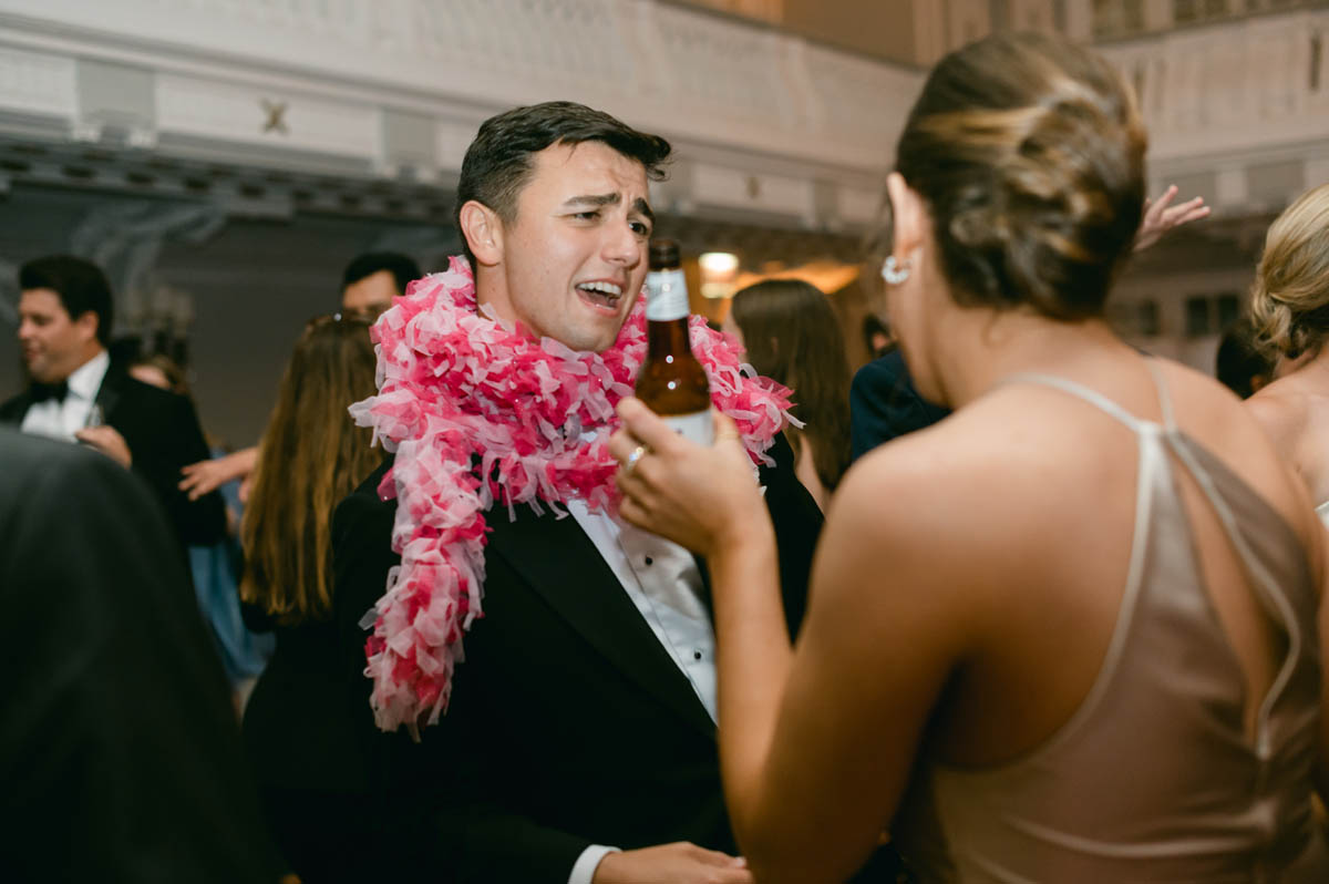 Wedding guests dancing