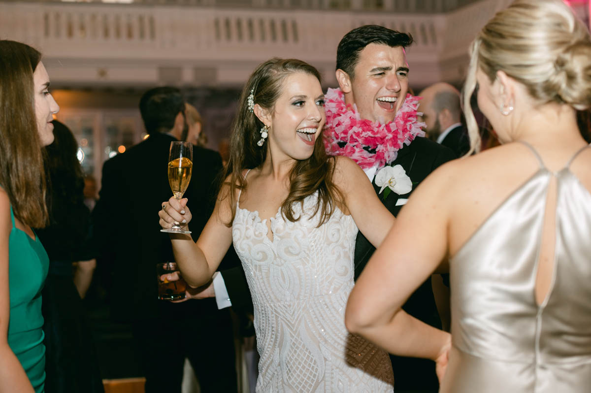 Wedding guests dancing