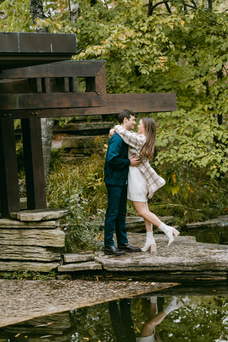 fall lilly pond engagement