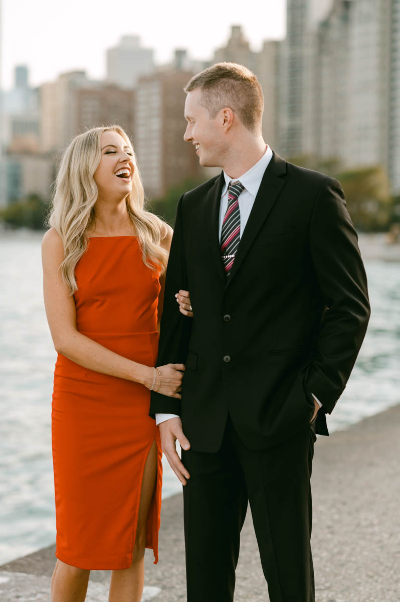 light and airy Chicago skyline engagement