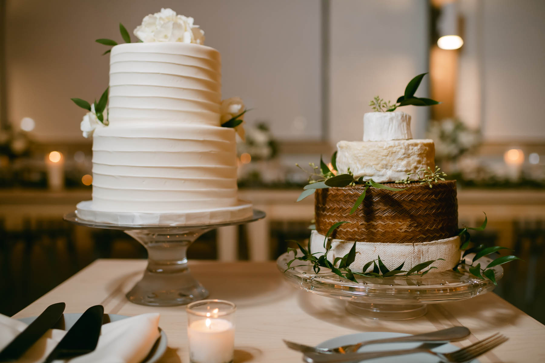 Two wedding cakes at Walden.
