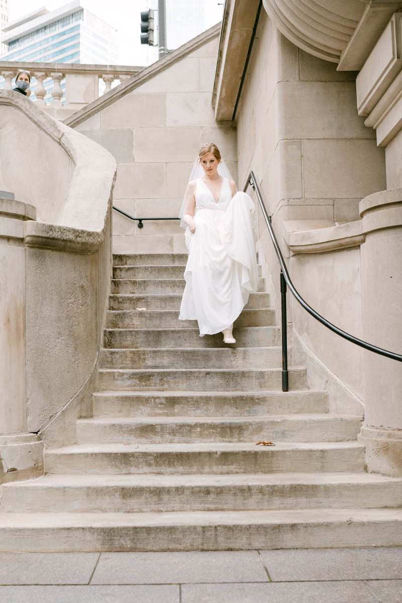 Bride Walking Down Stairs