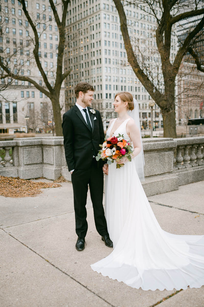 chicago winter wedding portrait