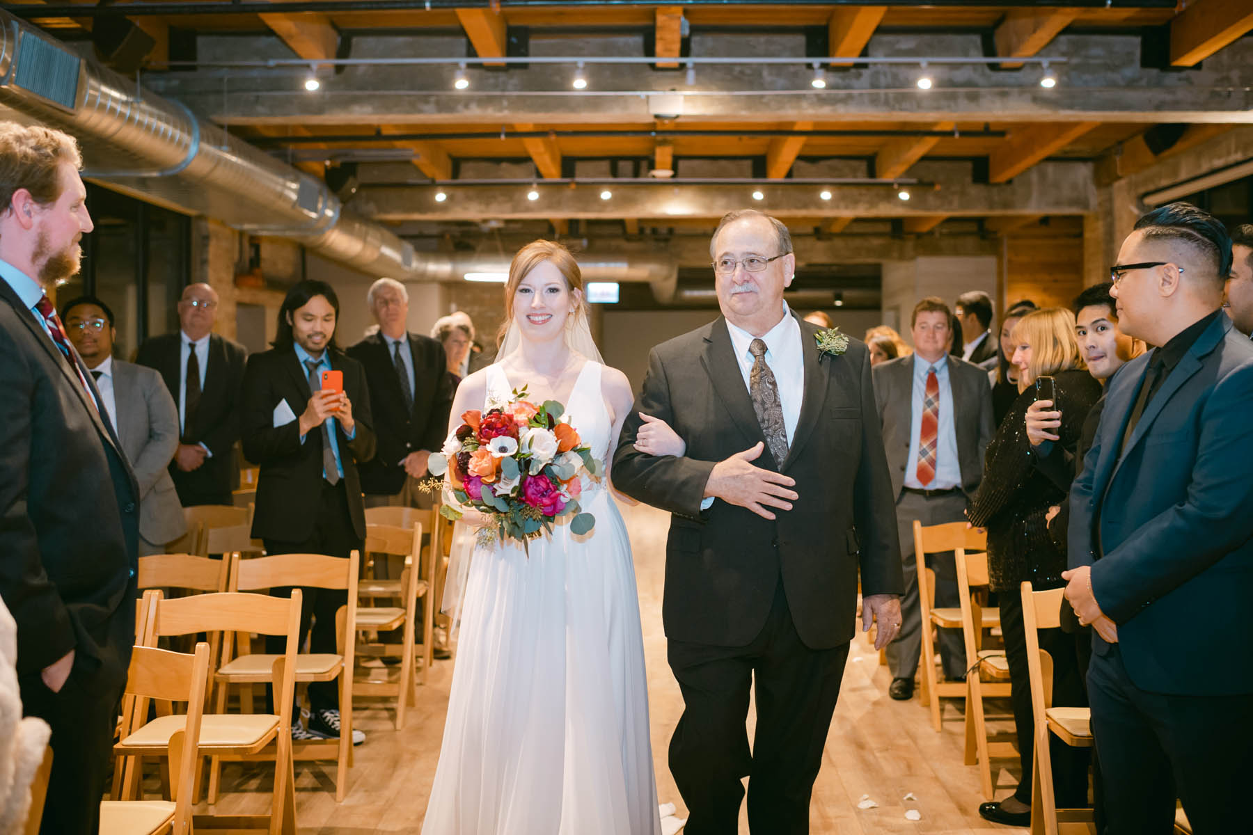 Dad walking bride down the aisle at Walden Wedding.