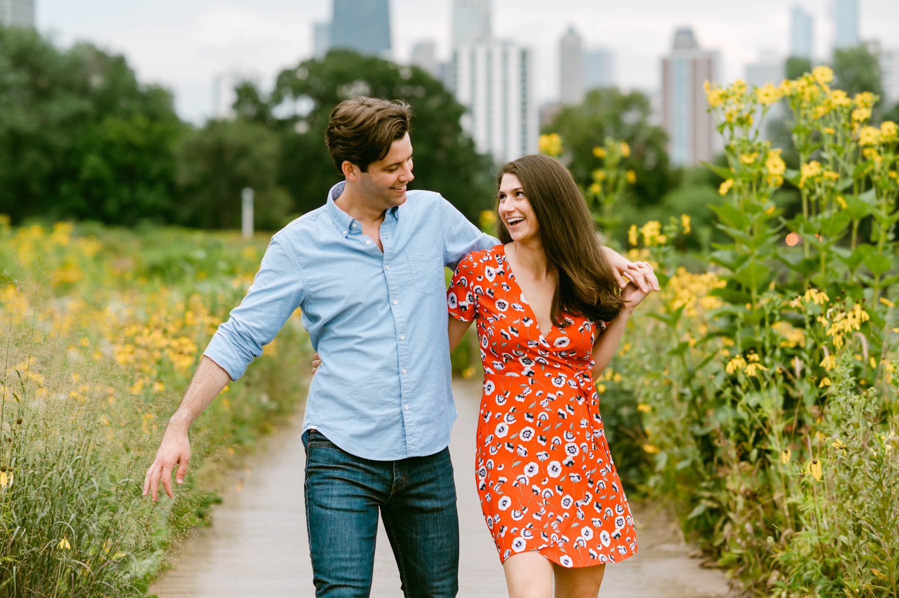 red summer engagement dress