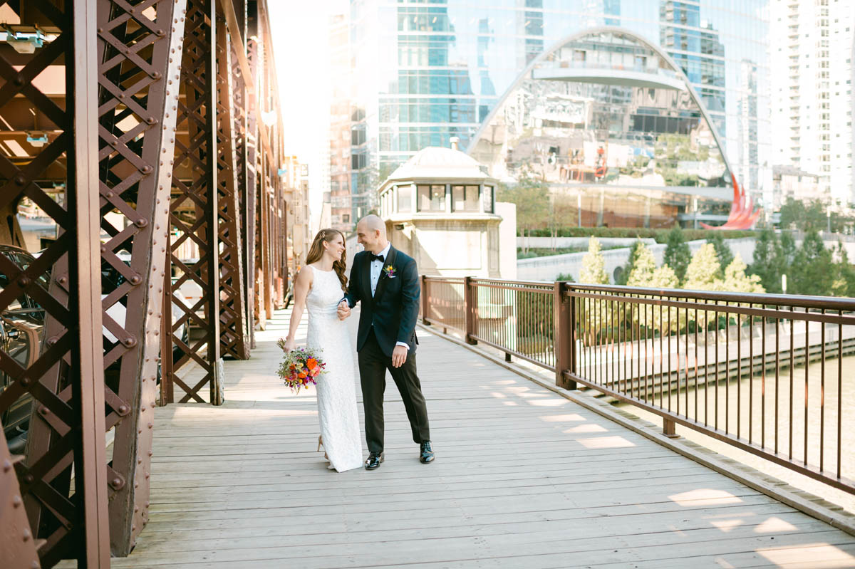Wedding couple poses for photo at Gibson's Italia wedding.
