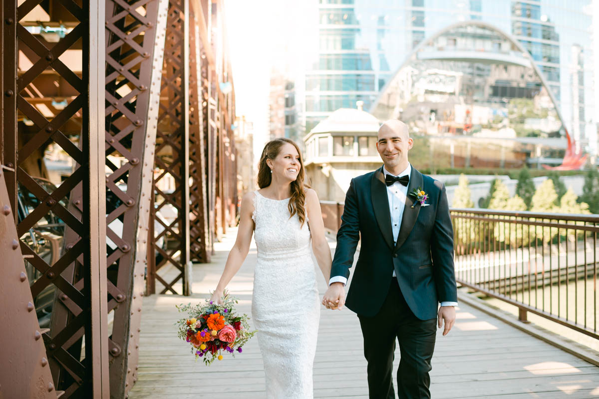 Wedding couple poses for photo at Gibson's Italia wedding.
