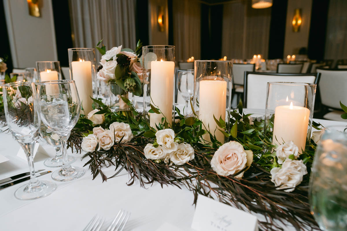 Table centerpiece at Kimpton Gray Hotel wedding.