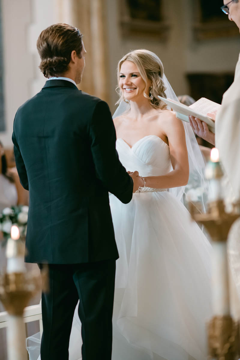 Bride and groom exchanging vows.