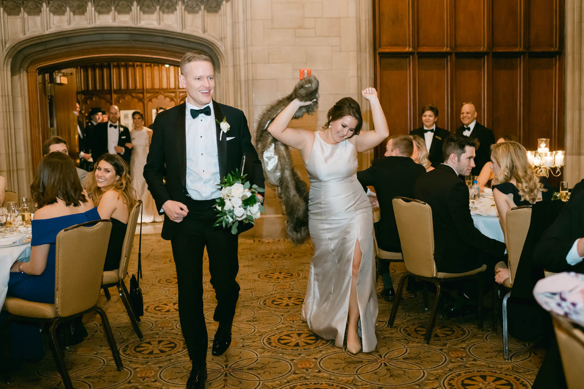 Bridal party introductions at wedding reception.