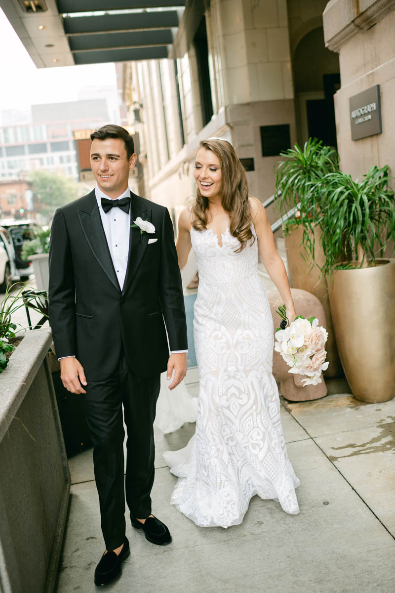 Bride and groom at Blackstone Hotel.