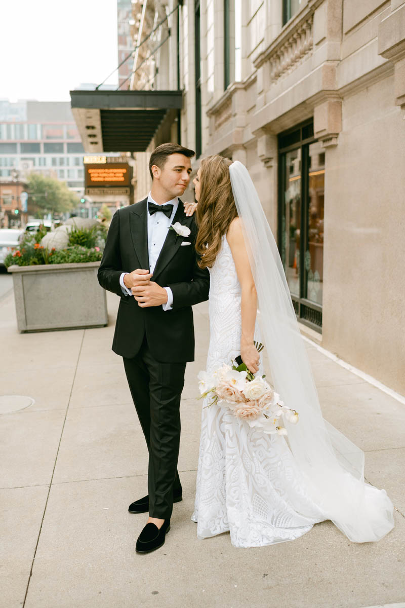 Bride and groom at Blackstone Hotel.