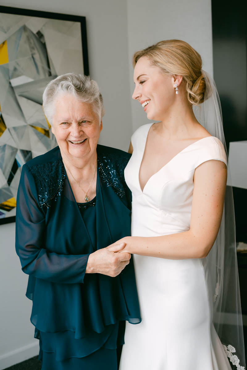 Bride with her grandmother on her wedding day.