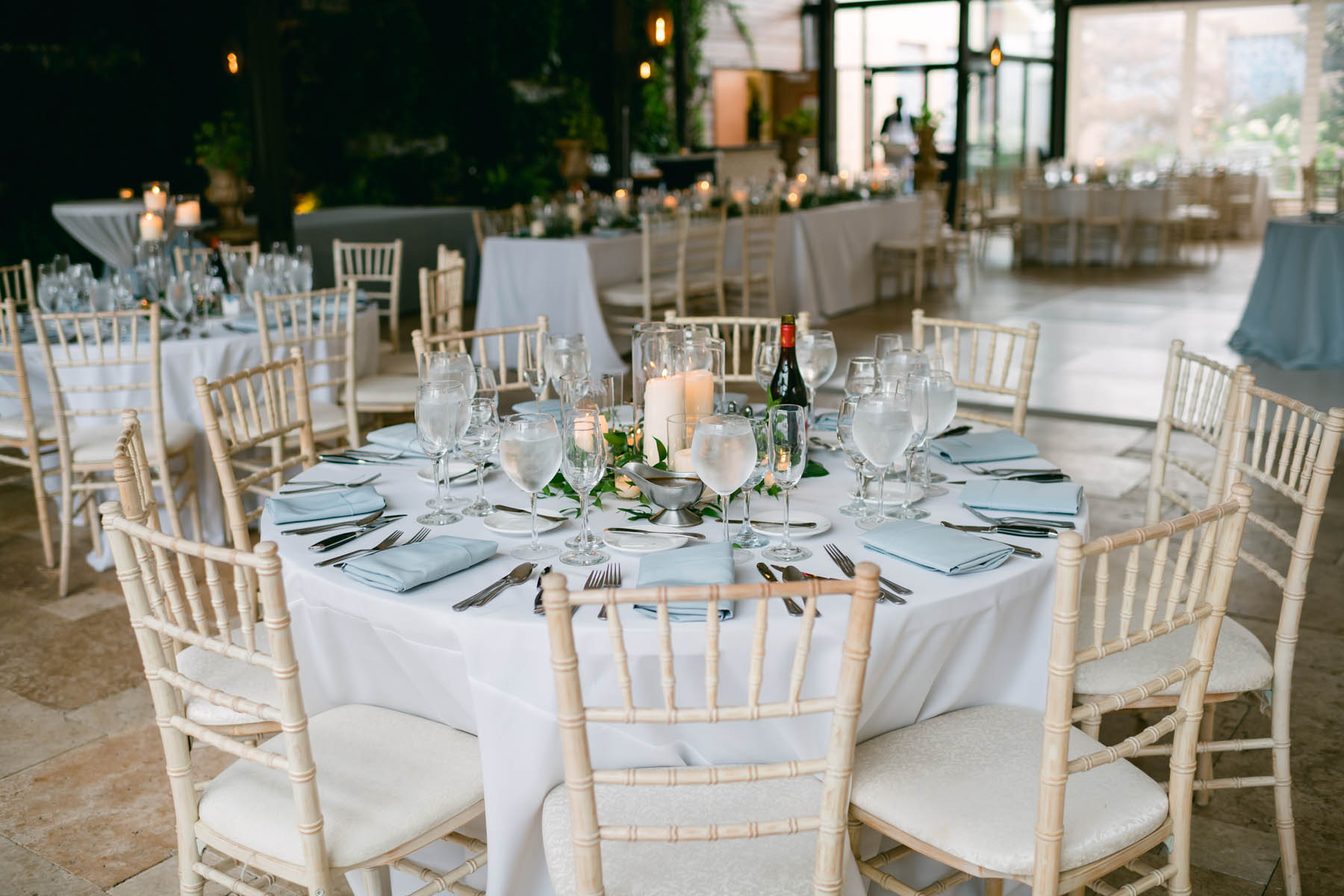Wedding reception table setting at Galleria Marchetti