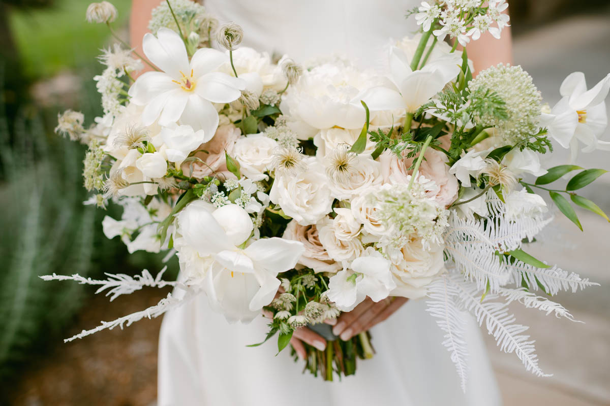 White wedding flower bouquet.