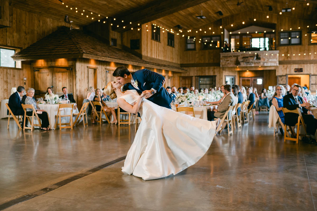 Wedding couple first dance at Spruce Mountain Ranch.