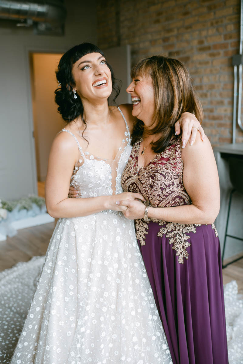Bride and her mom at Walden wedding.