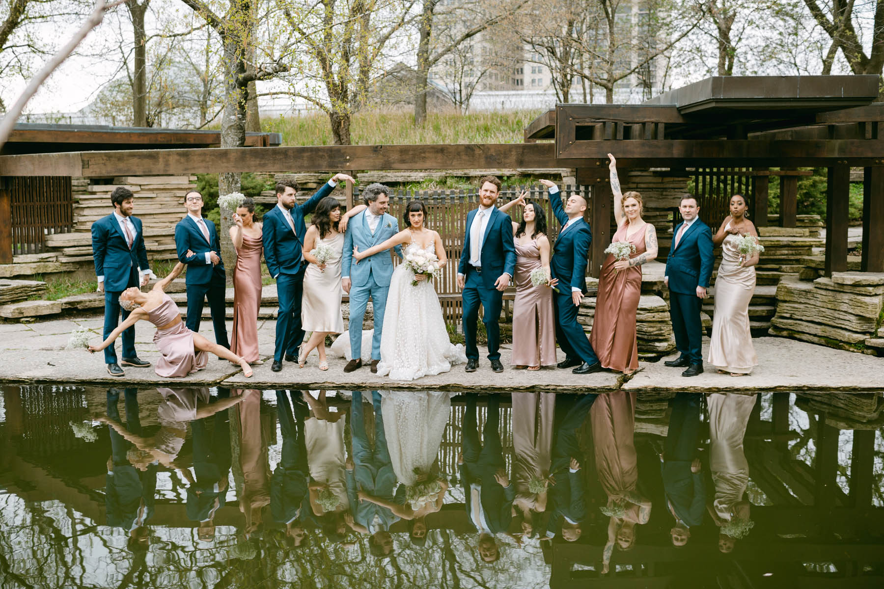 Lilly pond wedding blush bridesmaids dresses.