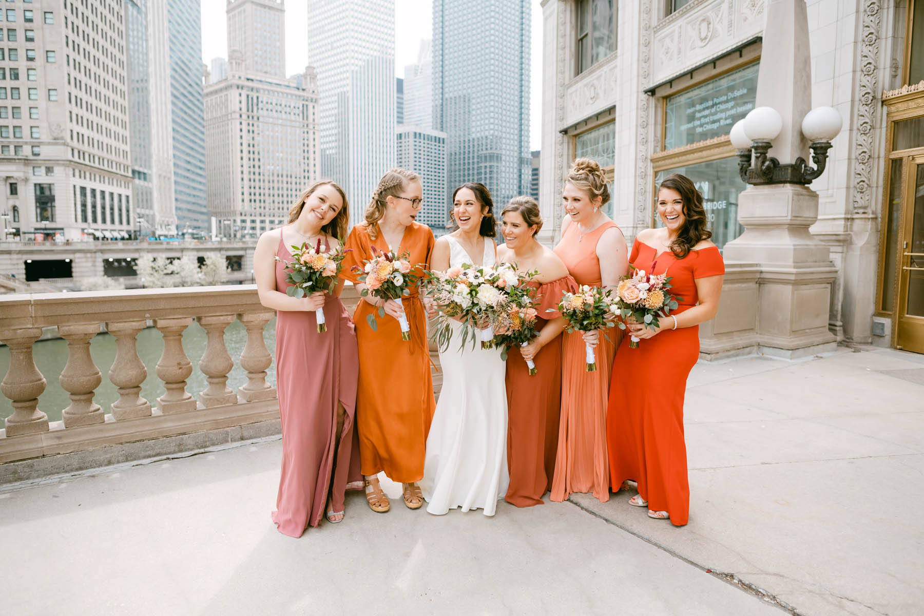 Light and airy wedding photography Wrigley Building wedding.