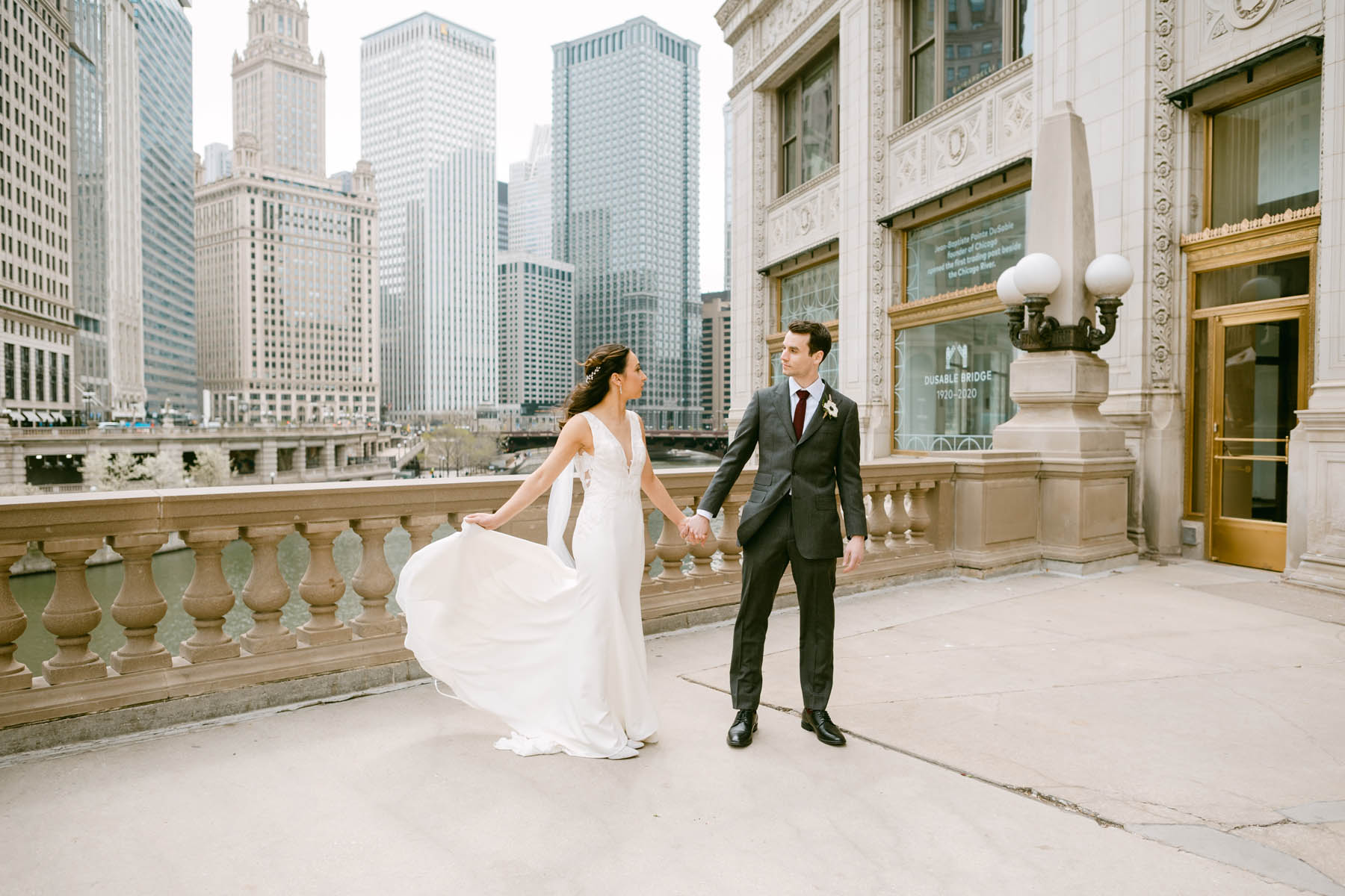 Wrigley Building wedding light and airy photography.