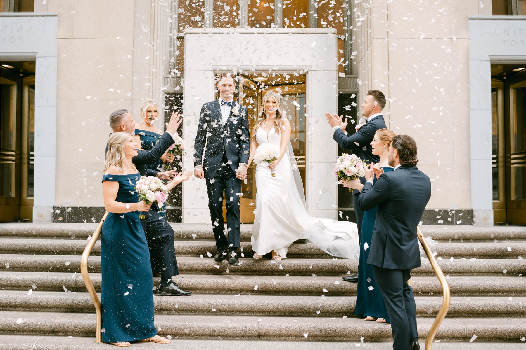 Old Post Office wedding confetti exit.