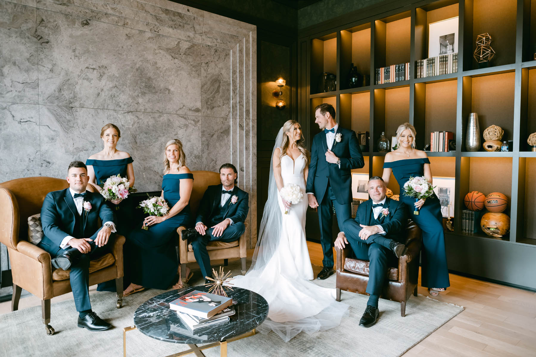 light and bright old post office chicago wedding bride with cathedral veil