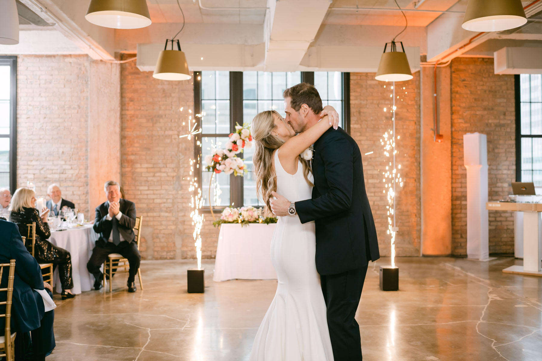 Bride and groom first dance at Old Post Office wedding.