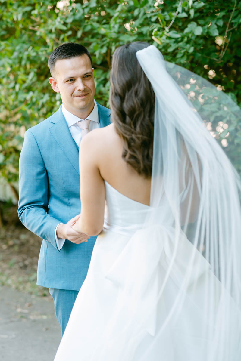 Bride and groom first look