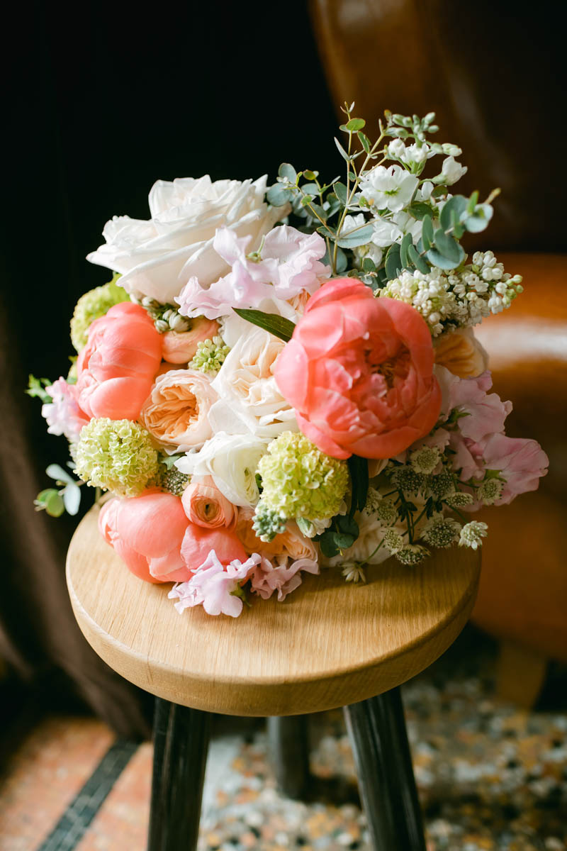 bright pink and orange wedding flowers