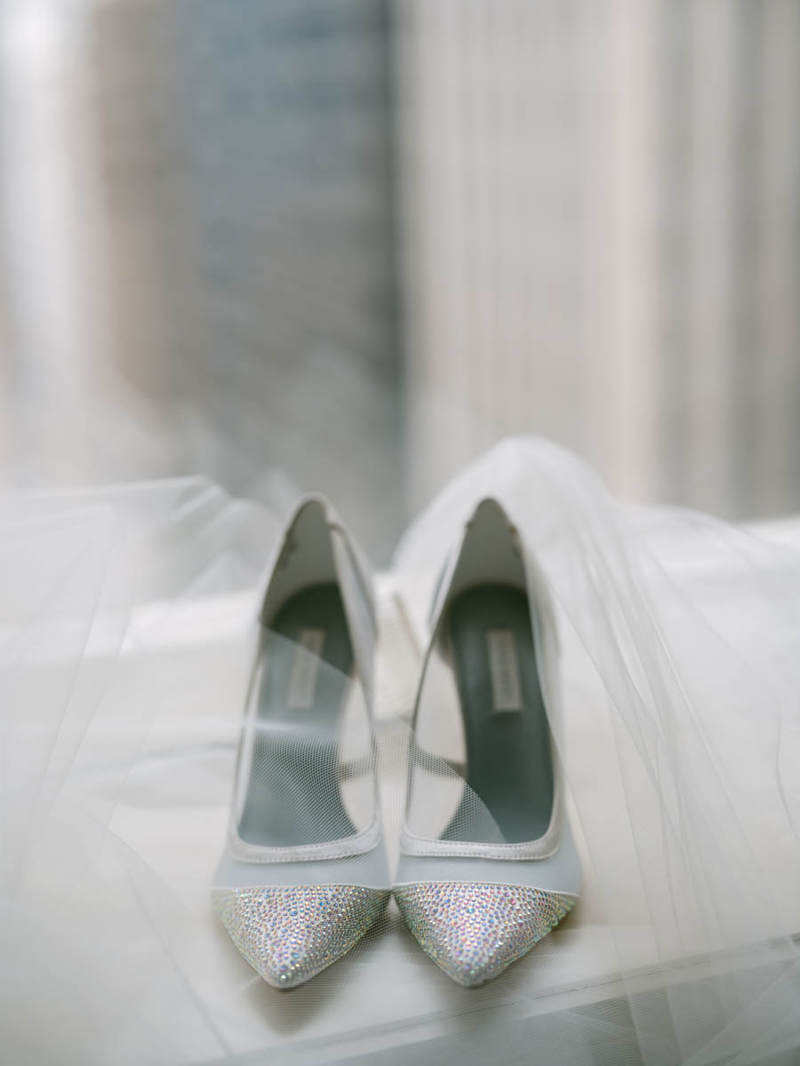 Wedding shoes with veil