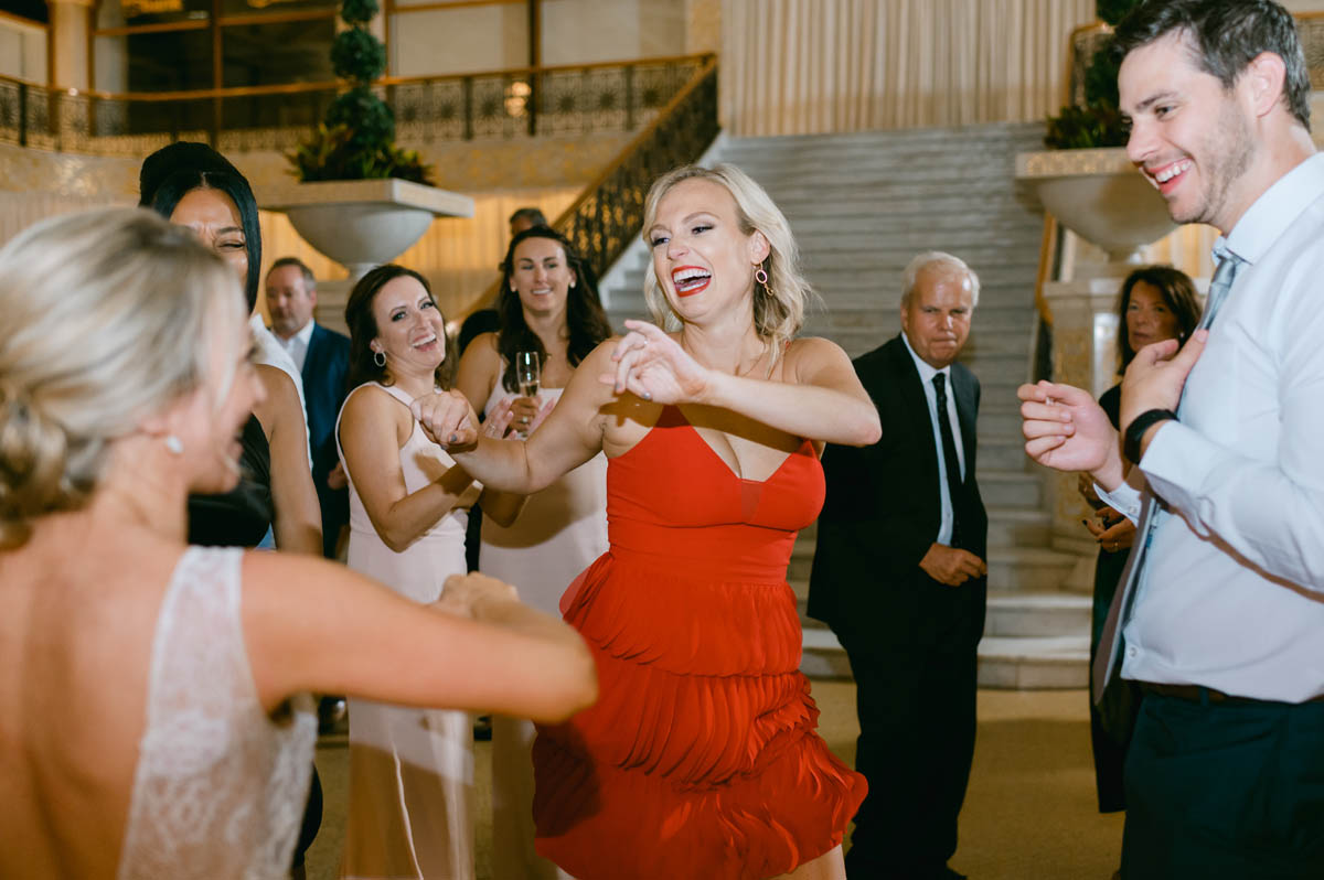 Wedding guest dancing