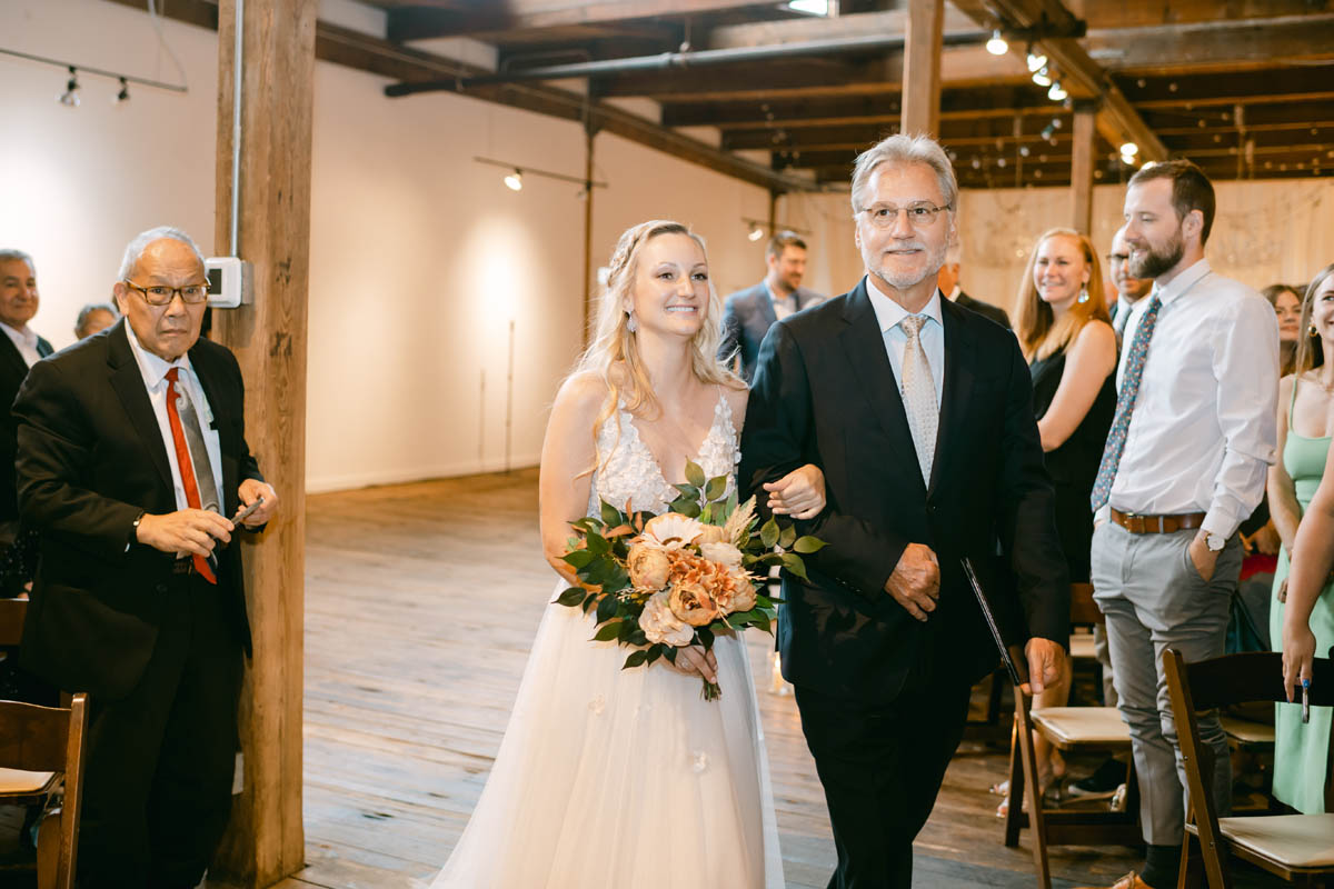 Bride walking down the aisle