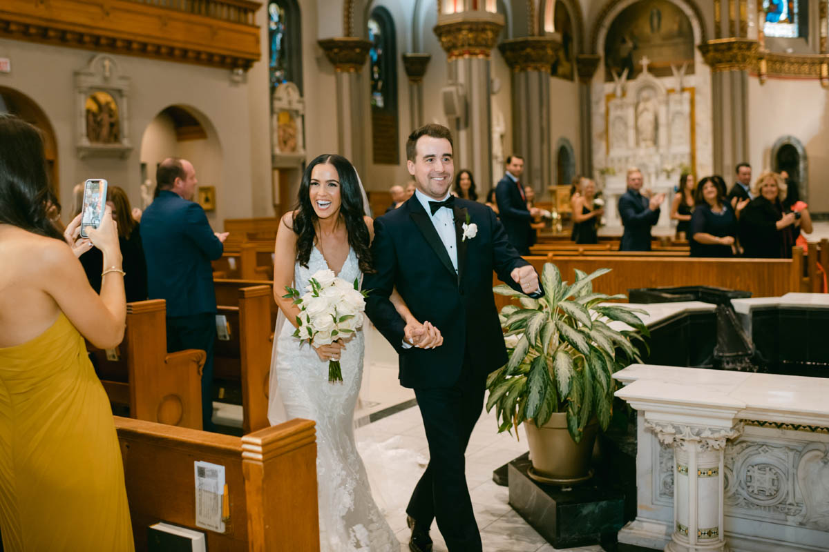 Bride and groom ceremony exit