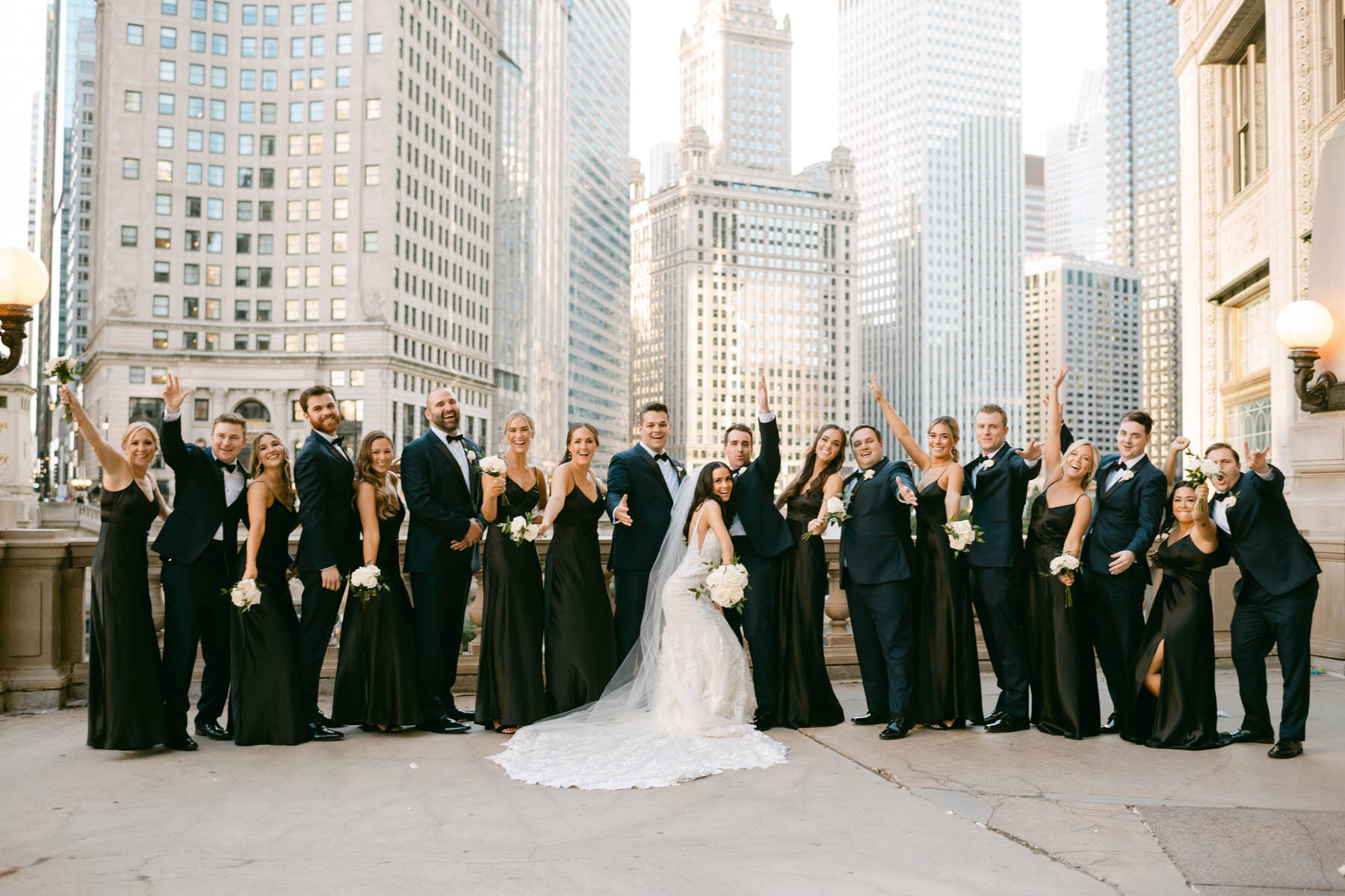 Light and bright Wrigley Building wedding