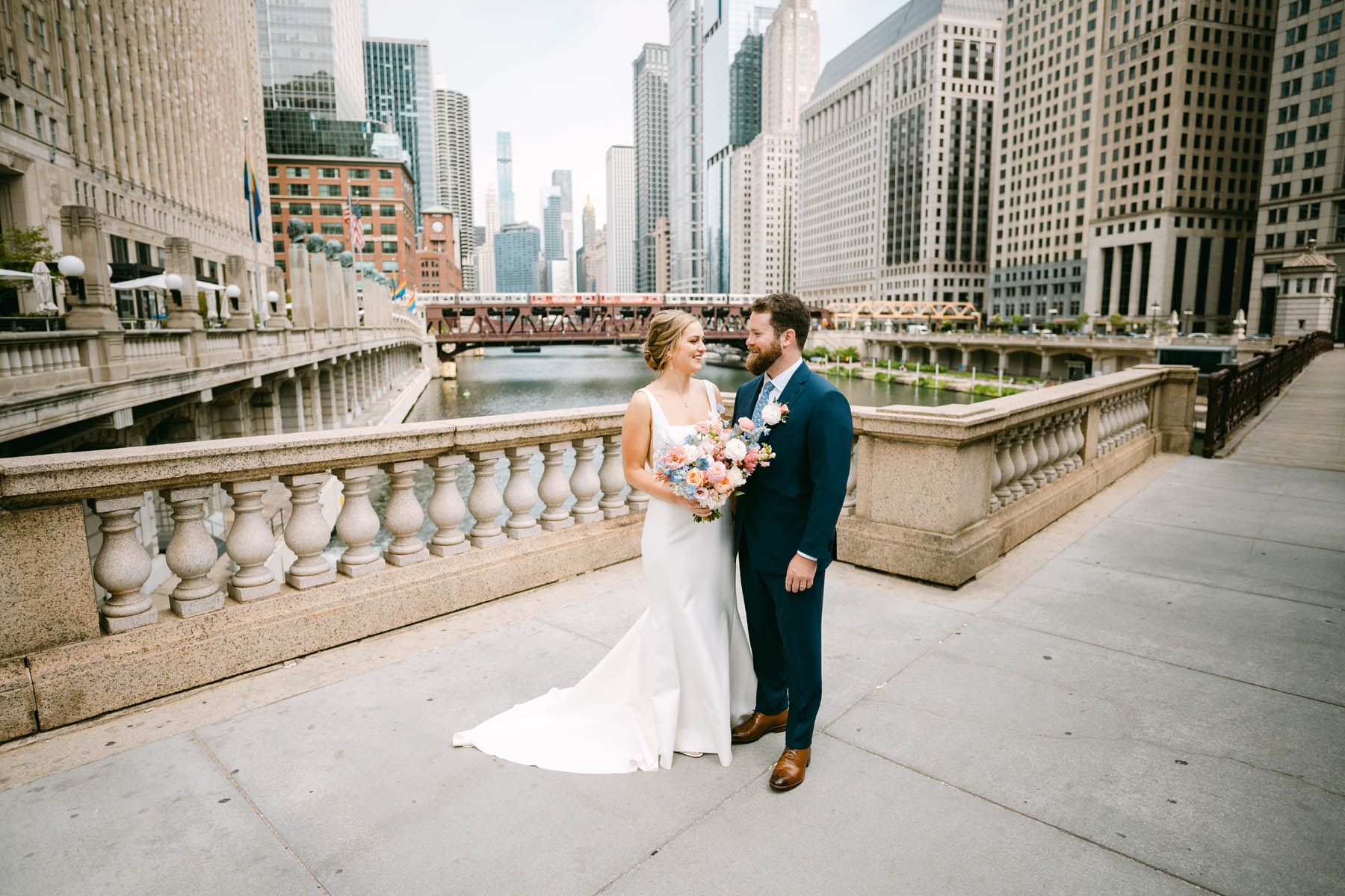 light and bright chicago riverwalk wedding best chicago photographer