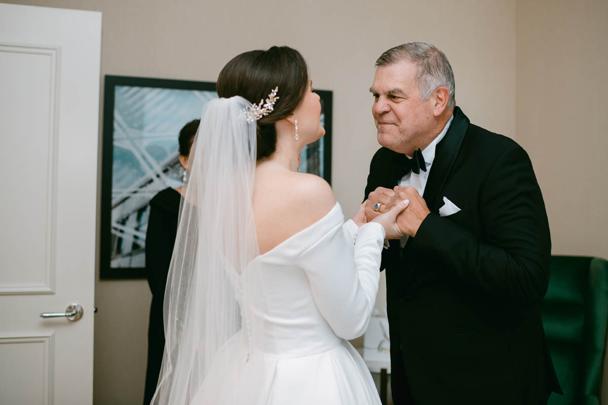 bride with her dad at JW Marriott wedding