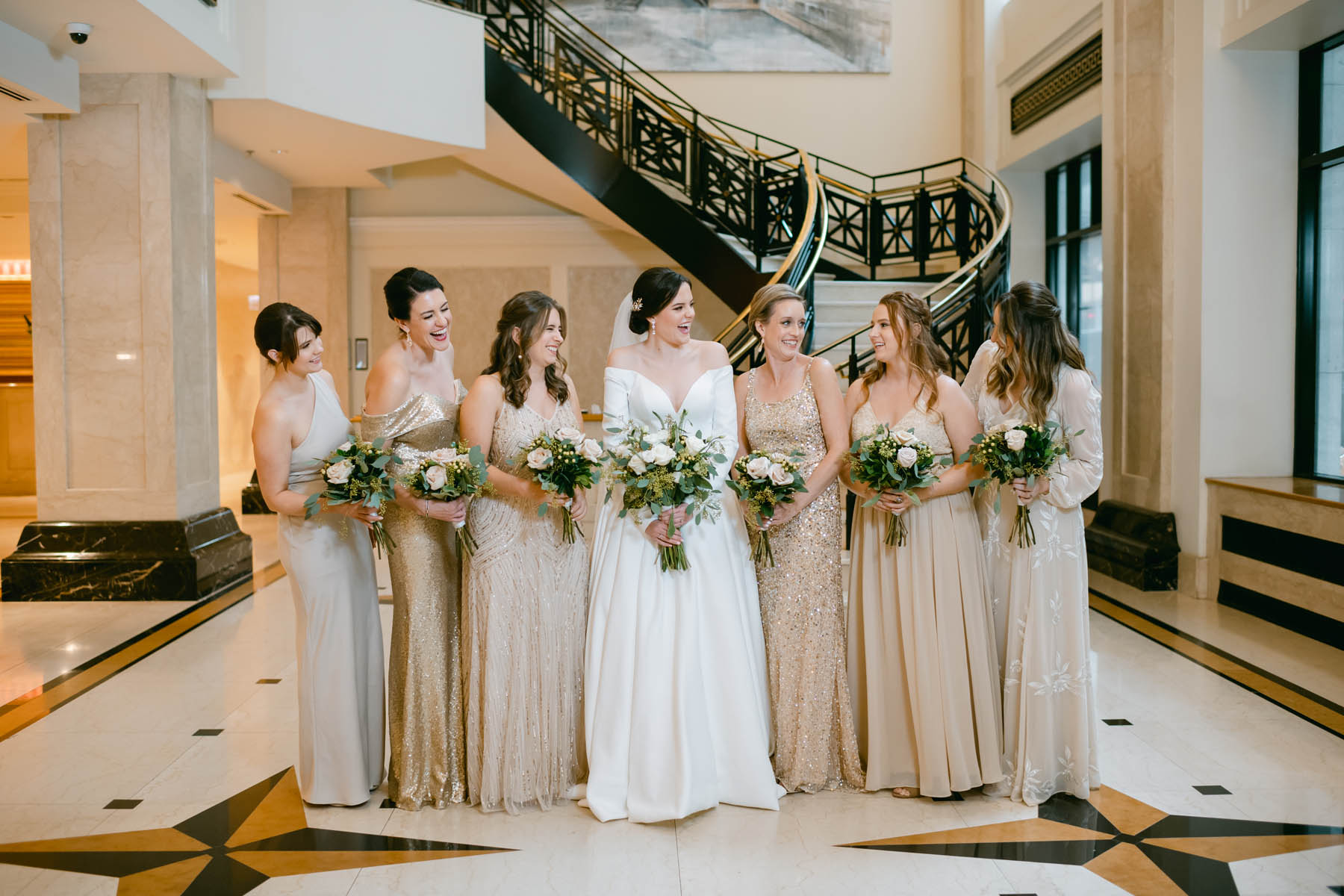 bridesmaid in blush at JW Marriott wedding