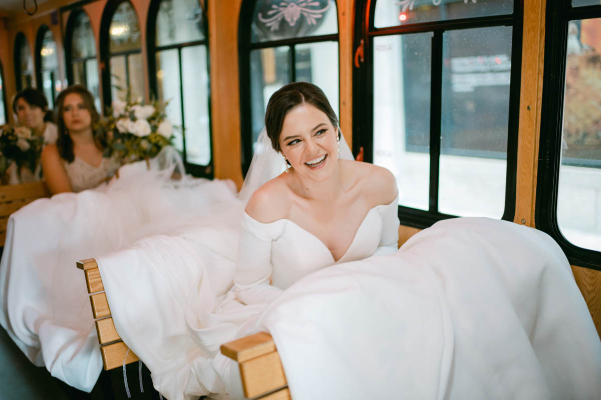 bride in trolley
